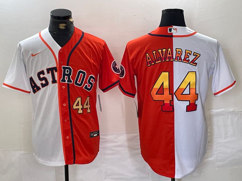Men Houston Astros 44 Alvarez White orange Nike 2024 MLB Jersey style 3